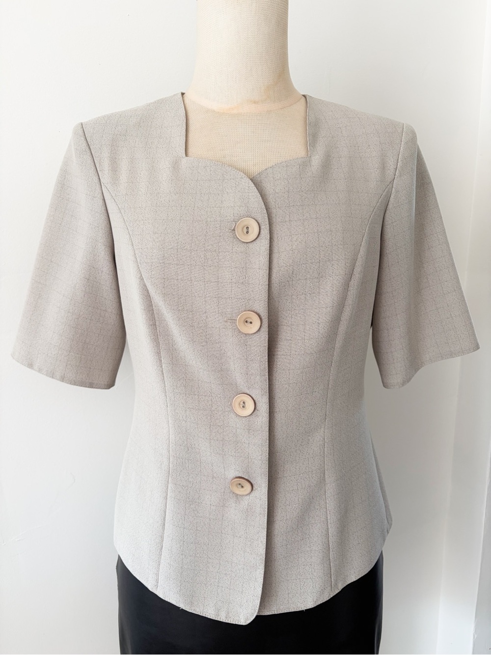 Vintage AGMIR Short Sleeve Tailored Blouse, Size S - Made in Europe